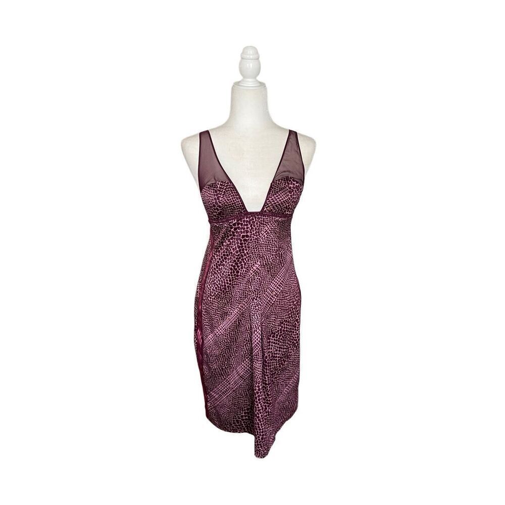 Y2K Victoria's Secret very sexy slip dress pink maroon print mesh large vintage